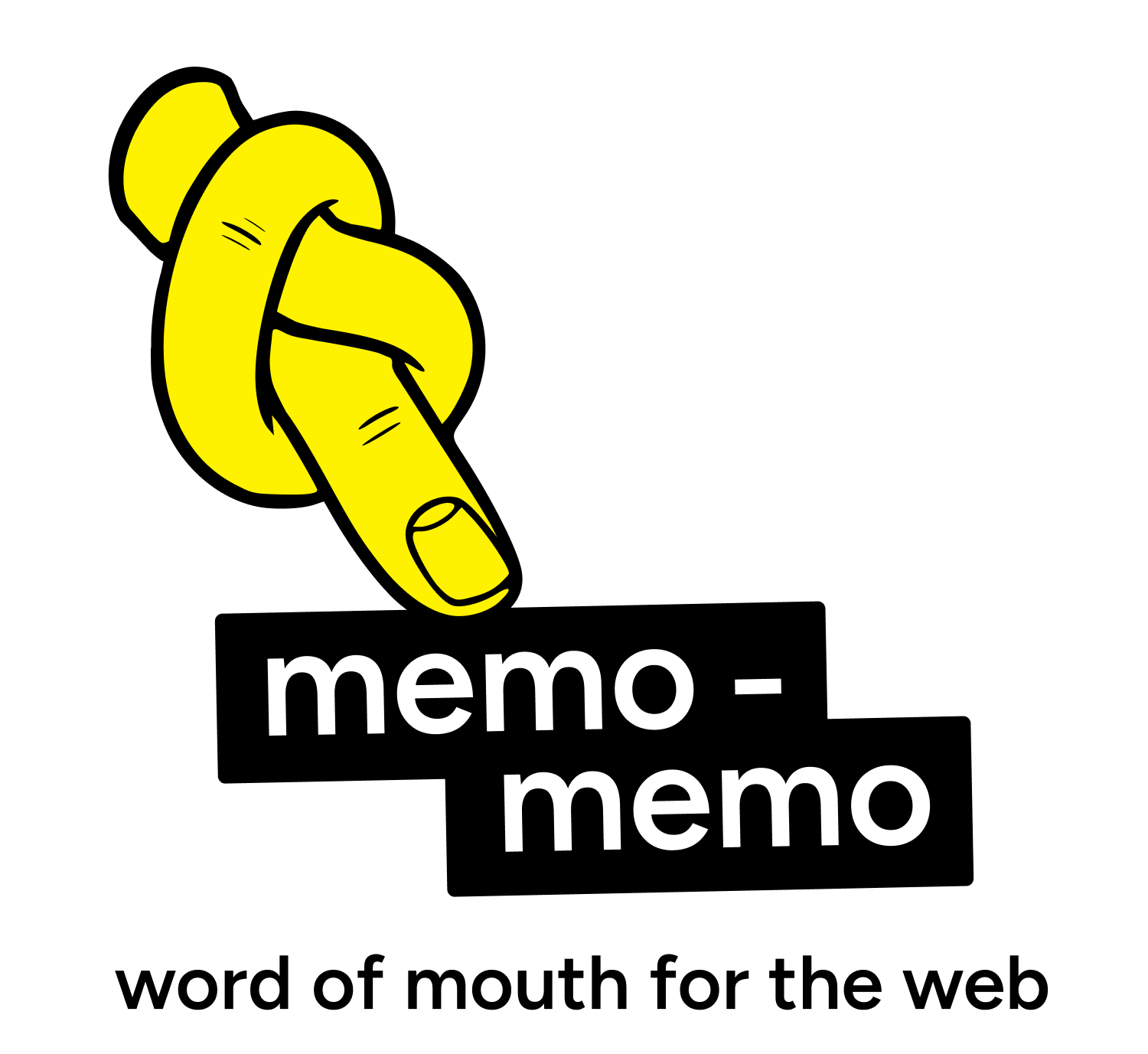 The yellow, knotted memo-memo finger graphic